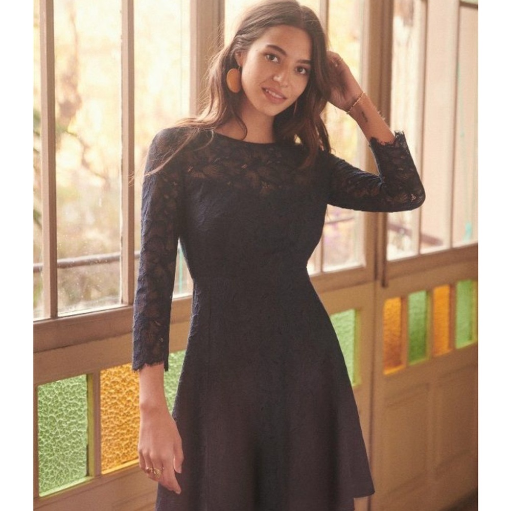 Sezane Lana Dress - Size 34, Navy Blue